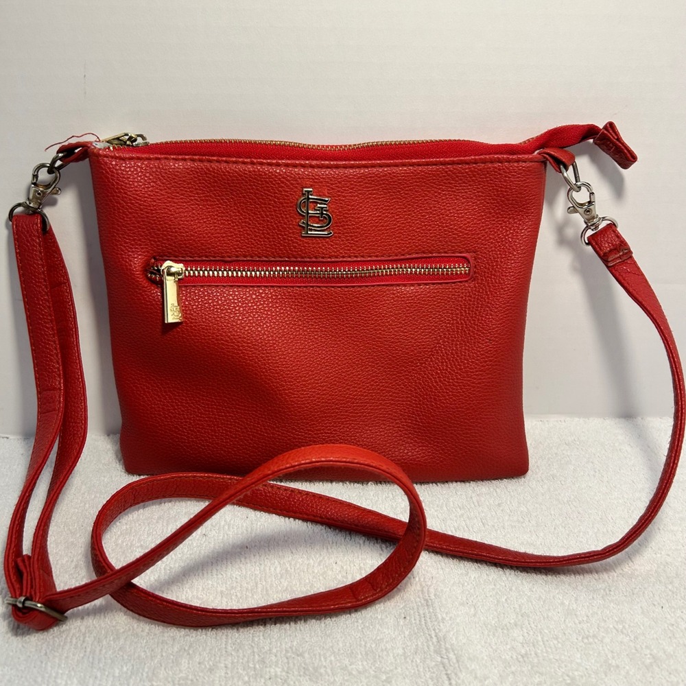 St Louis Cardinals Crossbody Bag Red Pebbled Faux Leather MLB Success Promotions